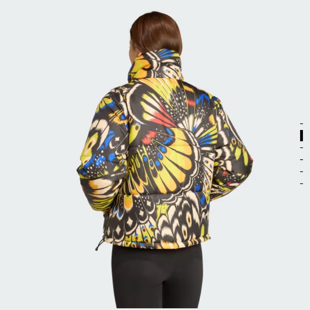 Adidas Farm Rio Multicolor Butterfly Print Puffer Jacket NWT - Picture 3 of 5